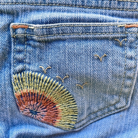 VINTAGE Y2K Tropical Embroidered OLD NAVY Girl’s Denim SHORTS Medium - Picture 8 of 12